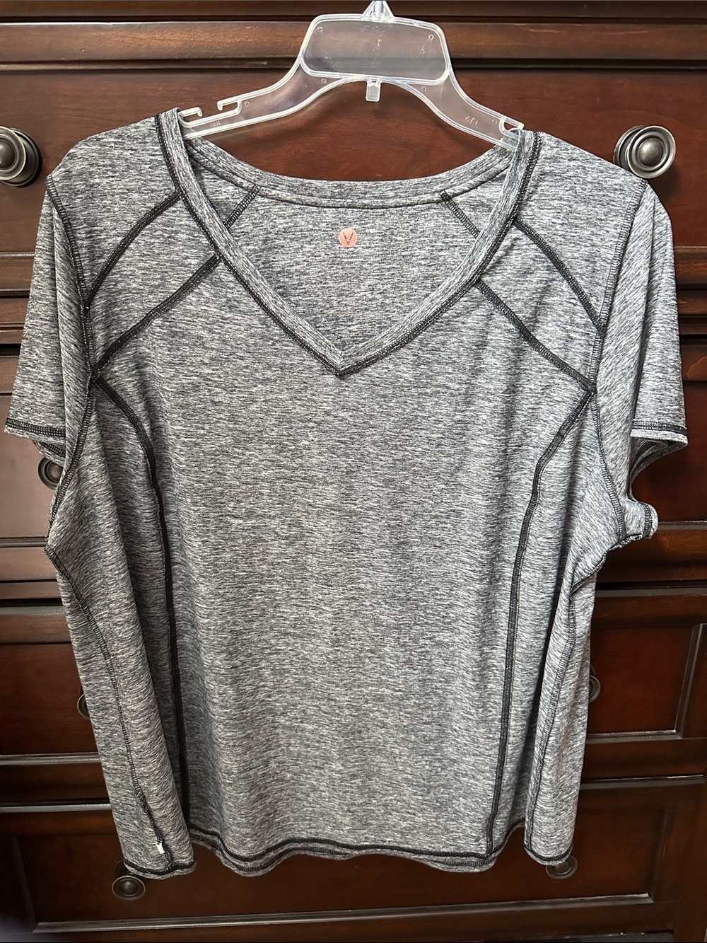 Lane Bryant Heather Gray V-Neck Short Sleeve Tee